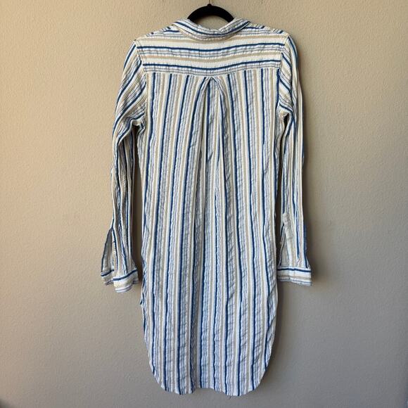 Birds of Paradis by Travota Blue White Stripe Button-Down Tunic Size S - Picture 3 of 6